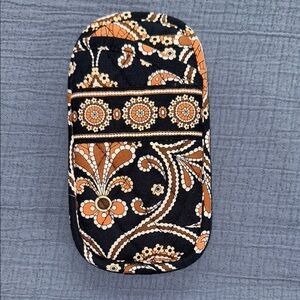 Vera Bradley Black and Orange Paisley Double Soft Quilted Phone Case NWOT